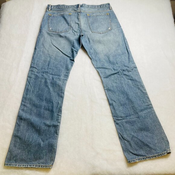 Gap Mens Denim Blue Mid Rise Distressed Premium Straight Fit Jeans Size 35/32 - Picture 9 of 10